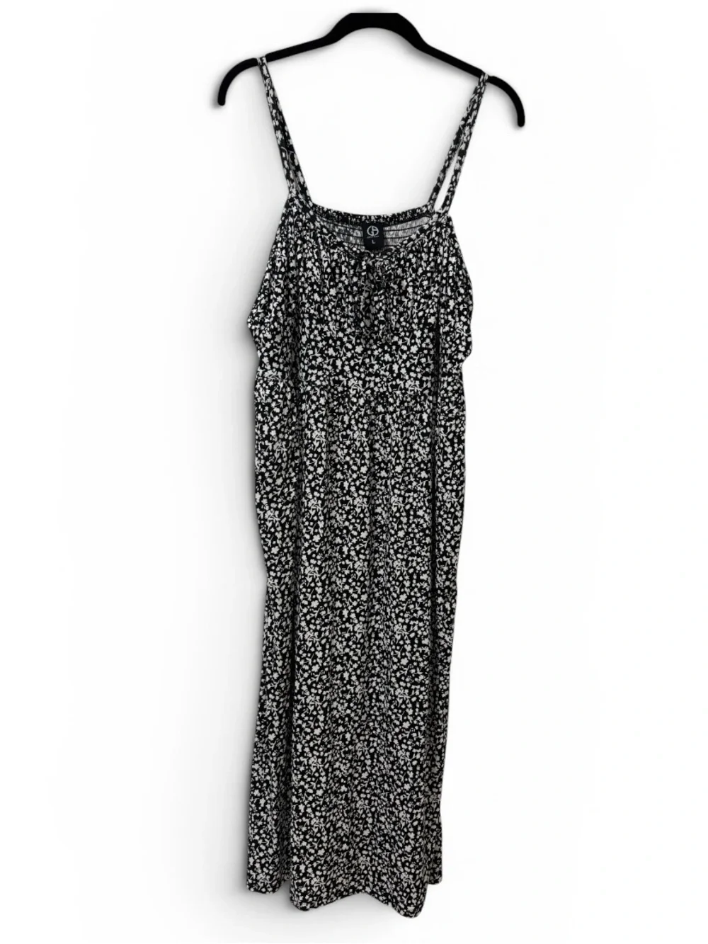 Midi Sundress (L) Group Alina Viscose Soft Stretch Pockets Black White Floral - Picture 15 of 16